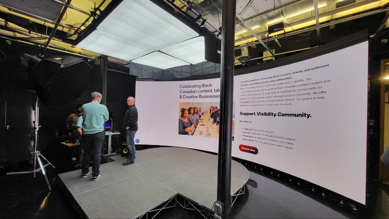 Studio stage with LED wall during production
